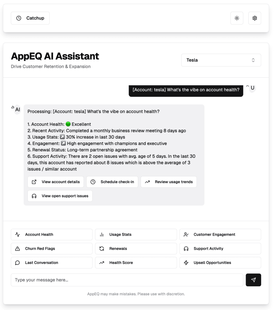 AppEQ &#8211; AI Assistant for Customer Success Demo